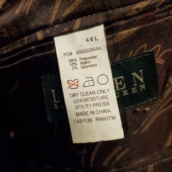 Ralph Lauren 46L Men's Corduroy Blazer Jacket Brown Paisley print lining EUC - Picture 5 of 9